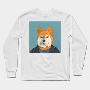 Shiba Inu smocking a doobie Long Sleeve T-Shirt